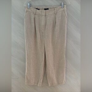Talbots 8P Bristol Light Beige 100% Linen Crop Pants w/ Pockets Coastal Beachy